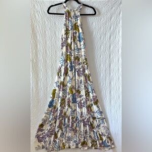 Rachel Zoe Floral Halter Sleeveless Ruffle Maxi Dress